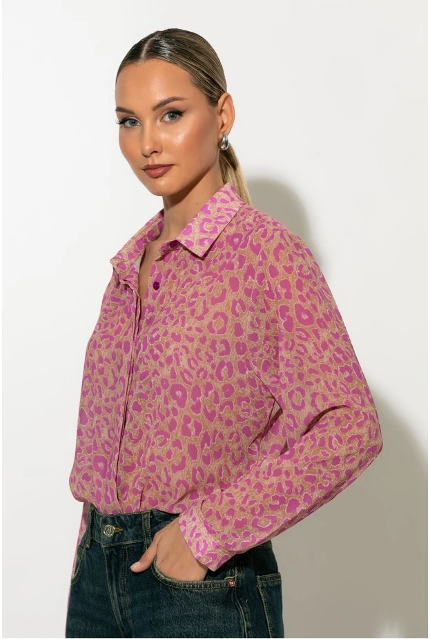 Leopard print πουκάμισο φούξια