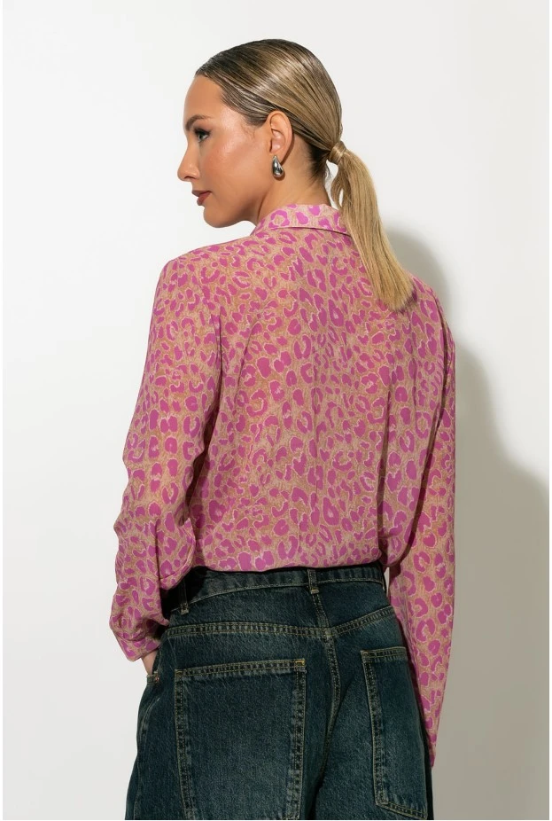 Leopard print πουκάμισο φούξια