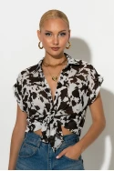Πουκάμισο κοντομάνικο cow print καφέ 