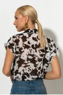 Πουκάμισο κοντομάνικο cow print καφέ 