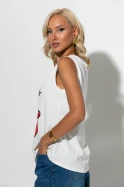 Αμάνικο t-shirt με στάμπα rolling λευκό Αμάνικο t-shirt με στάμπα rolling λευκό