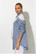 Oversized πουκάμισο ριγέ με δέσιμο μπροστά μπλε Oversized πουκάμισο ριγέ με δέσιμο μπροστά μπλε