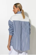 Oversized πουκάμισο ριγέ με δέσιμο μπροστά μπλε Oversized πουκάμισο ριγέ με δέσιμο μπροστά μπλε