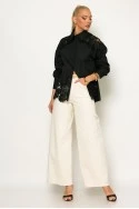 Πουκάμισο με κεντητές διαφάνειες μαύρο