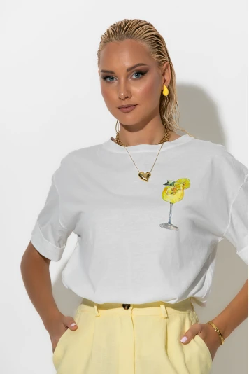 Μπλούζα με στάμπα limoncello λευκό