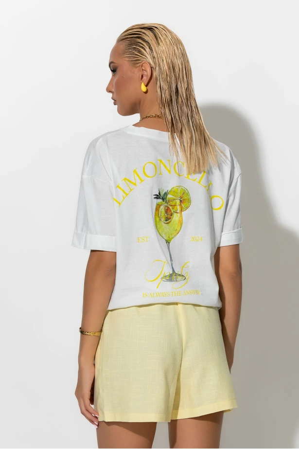Μπλούζα με στάμπα limoncello λευκό