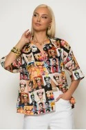 Πουκάμισο με καλλιτεχνικό print frida μαύρο
