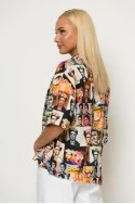 Πουκάμισο με καλλιτεχνικό print frida μαύρο