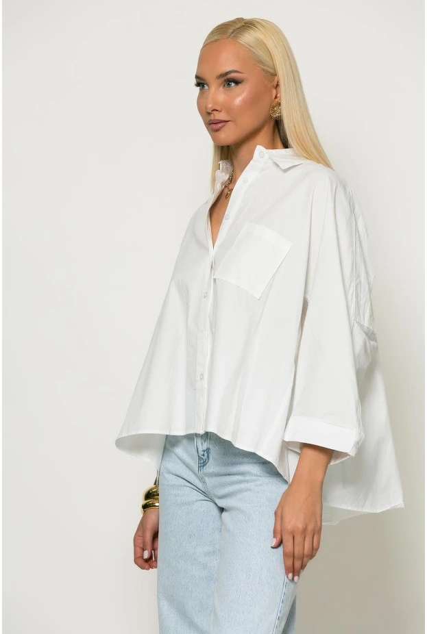 Oversized πουκάμισο με loose γραμμή λευκό
