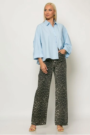 Oversized πουκάμισο με loose γραμμή λευκό