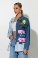 Πουκάμισο με τζιν και διακοσμητικά patches σιέλ Πουκάμισο με τζιν και διακοσμητικά patches σιέλ