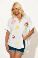 Πουκαμίσα με καλοκαιρινό print hello summer λευκό
