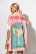 Πουκαμίσα ασύμμετρη με μοτίβο champagne μπεζ