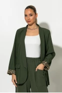 Blazer με φόδρα λεοπάρ λαδί Blazer με φόδρα λεοπάρ λαδί
