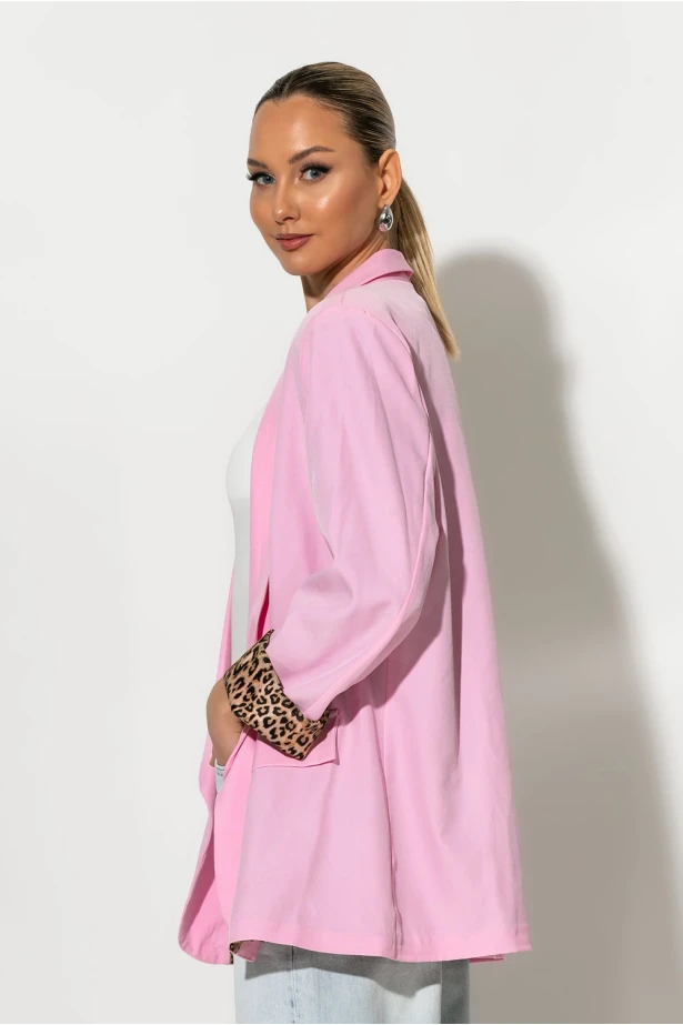 Blazer με φόδρα λεοπάρ baby pink Blazer με φόδρα λεοπάρ baby pink
