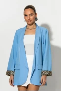 Blazer με φόδρα λεοπάρ γαλάζιο Blazer με φόδρα λεοπάρ γαλάζιο
