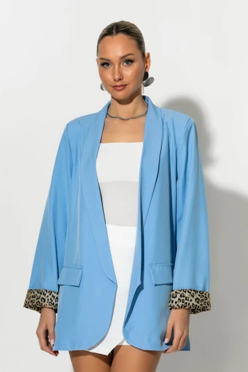 Blazer με φόδρα λεοπάρ baby pink