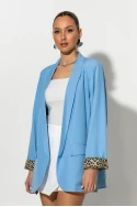 Blazer με φόδρα λεοπάρ γαλάζιο Blazer με φόδρα λεοπάρ γαλάζιο