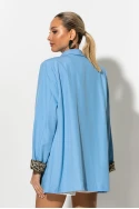 Blazer με φόδρα λεοπάρ γαλάζιο Blazer με φόδρα λεοπάρ γαλάζιο