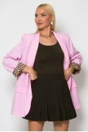Blazer με φόδρα λεοπάρ baby pink