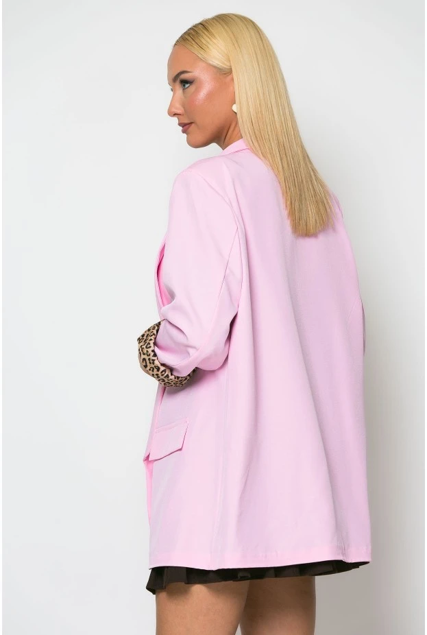 Blazer με φόδρα λεοπάρ baby pink