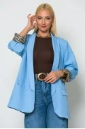 Blazer με φόδρα λεοπάρ γαλάζιο