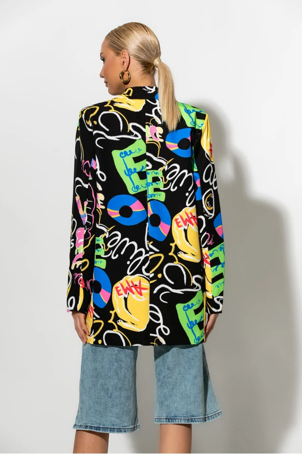 Blazer με graffiti print μαύρο Blazer με graffiti print μαύρο