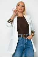 Blazer με λεοπάρ φόδρα λευκό