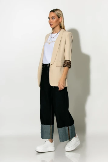 Blazer με λεοπάρ φόδρα λευκό