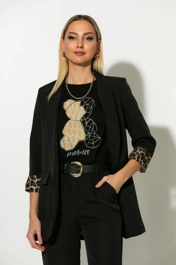 Blazer με λεοπάρ φόδρα λευκό
