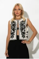 Boho γιλέκο με κεντήματα μπεζ-μαύρο Boho γιλέκο με κεντήματα μπεζ-μαύρο