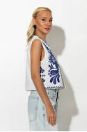 Boho γιλέκο με κεντήματα λευκό-μπλε Boho γιλέκο με κεντήματα λευκό-μπλε