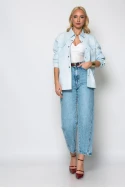 Jean jacket με δαντέλα μπλε ανοιχτό