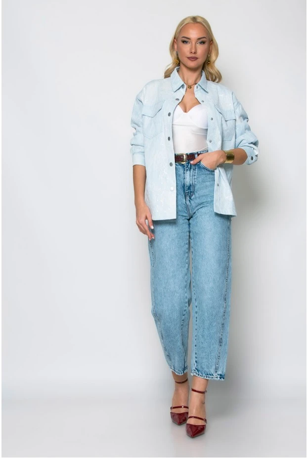 Jean jacket με δαντέλα μπλε ανοιχτό