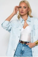 Jean jacket με δαντέλα μπλε ανοιχτό