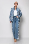 Jean jacket με δαντέλα μπλε 