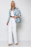 Jean jacket με δαντέλα και λουλούδια μπλε σκούρο