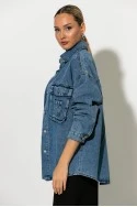 Oversized jean jacket με μεγάλες τσέπες μπλε