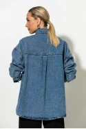 Oversized jean jacket με μεγάλες τσέπες μπλε