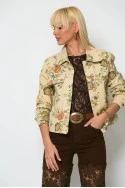 Jean jacket floral μπεζ