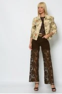 Jean jacket floral μπεζ