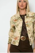 Jean jacket floral μπεζ