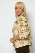 Jean jacket floral μπεζ