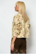Jean jacket floral μπεζ