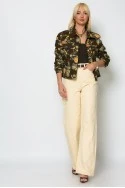 Jean jacket floral καφέ