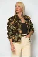 Jean jacket floral καφέ