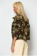 Jean jacket floral καφέ