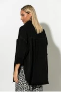 Oversized jean jacket με μεγάλες τσέπες μαύρο