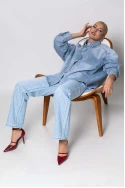 Oversized jean jacket με μεγάλα κουμπιά μπλε