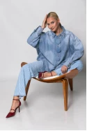 Oversized jean jacket με μεγάλα κουμπιά μπλε